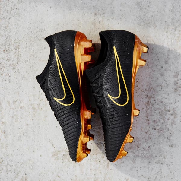 nike mercurial flyknit black and gold